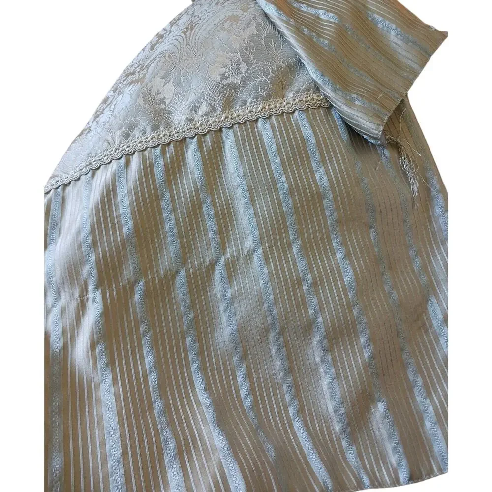 Satin Throw 55 x 47 Baroque LT BLUE Silky Bed Sofa Chair Home Baby Blanket Vntg